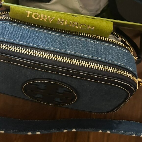 Brand New Tory Burch Mini Miller Denim Crossbody Bag - Picture 3 of 4